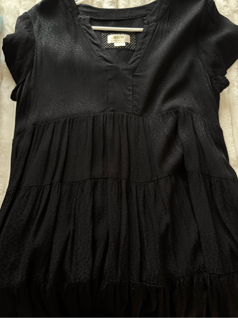 Anthropologie Maeve Black V-Neck Tiered Tunic